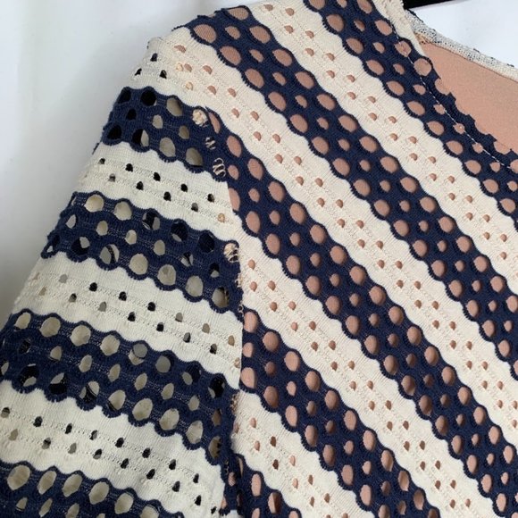 Fit and Flare mini open work dress with exposed zipper - Picture 6 of 10